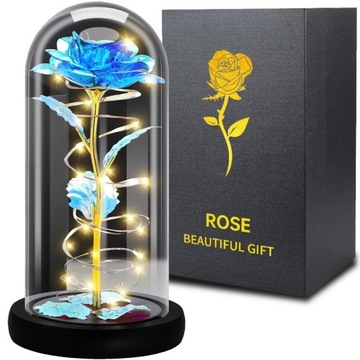ВЕЧНАЯ РОЗА В СТЕКЛЕ, СВЕТЯЩИЙСЯ СВЕТОДИОД, ЧЕРНАЯ КОРОБКА, ИДЕЯ ПОДАРКА НА ИМЕНИНЫ