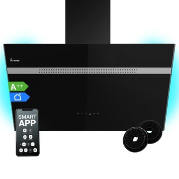 Okap ścienny 90 cm ALPINA909HC bez przedniego czarnego szkła WiFi oświetlenie LED