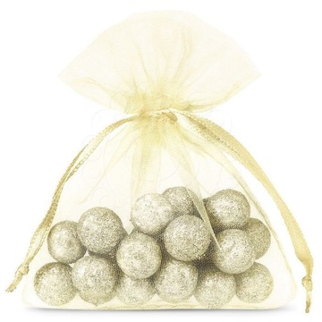 WORECZKI z ORGANZY 10x13 woreczek - 10 szt. ZŁOTO