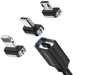 Kabel USB Magnetyczny 2m 3.0A microUSB + USB typ C