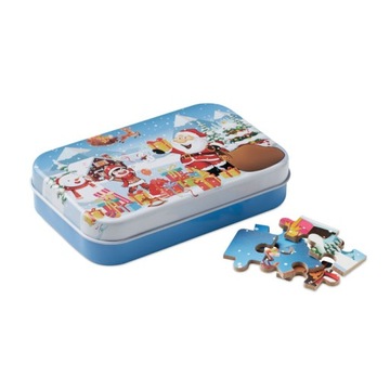 Świąteczne puzzle dla dzieci w metalowym pudełku