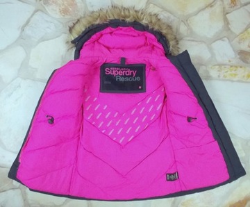 Superdry Rescue Navy parka Puchowa Kurtka zima S