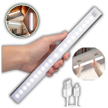 DUŻA LAMPKA LED Z CZUJNIKIEM RUCHU NOCNA AKUMULATOROWA 30CM USB C MOCNA XXL
