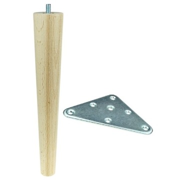 Noga drewniana 35 cm nóżka z blachą montażową