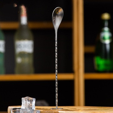 Стальная спиральная барменская ложка с основанием, 26 см.