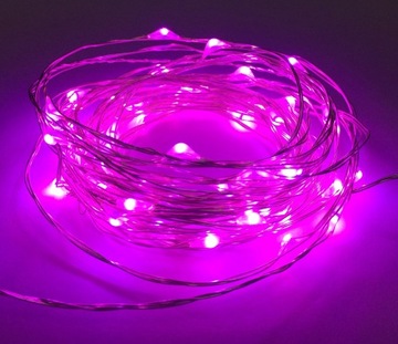 Lampki led zewnętrzne ŁEZKI 12V 5m 50LED różowe
