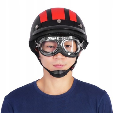 KASK MOTOCYKLOWY Z GOGLAMI SZALIK