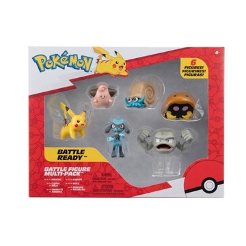 POKEMON Pikachu, Cleffa, Riolu, Geodude, Omanyte, Kabuto W7 figurki bitewne