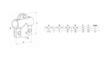 Teowa зажим для 3 винтов, массивный - 1,5 