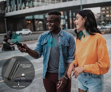 ДВОЙНАЯ МИКРОФОННАЯ СИСТЕМА 2x ПРИВЯЗОЧНЫЙ МИКРОФОН НА ЗАЖИМЕ USB-C