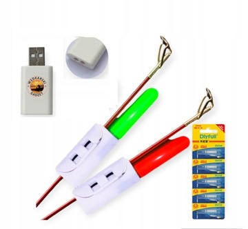 2x Świetlik Elektroniczny Dwa kolory 6,4 cm + Ładowarka + 5 baterii CR425