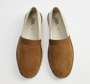 ZARA BEŻOWE BRĄZOWE SKÓRZANE BUTY ESPADRYLE 41