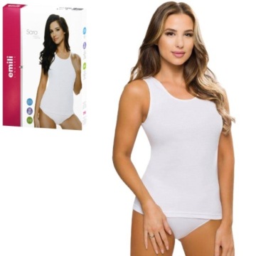 EMILI koszulka szer.ram. bawełna SARA biała XXL