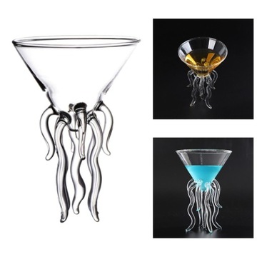 3 прозрачных бокала для коктейля «Осьминог Мартини»