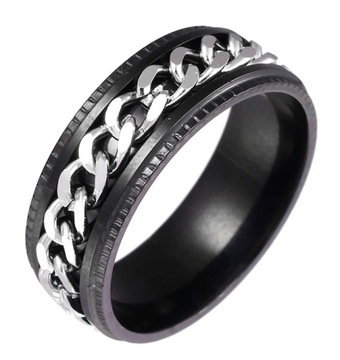 Pierścień Sygnet Obrączka Stal Szlachetna Łańcuch