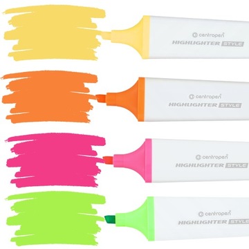 ZAKREŚLACZ BIUROWY Zakreślacz szkolny fluorescencyjny mix kolorów 4 szt