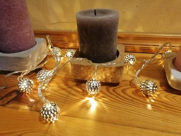 украшение стола ажур ШАРЫ 10шт LED 3хАА серебро