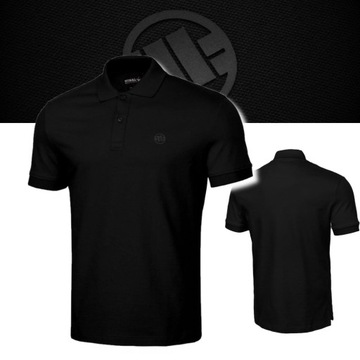 PITBULL MĘSKA KOSZULKA POLO POLÓWKA PIQUE REGULAR 250 ALL BLACK CZARNA L