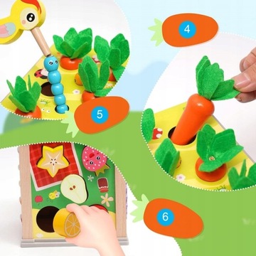 Образовательный деревянный сортировщик кубиков 5 в 1, игра-головоломка «Поймай жука»