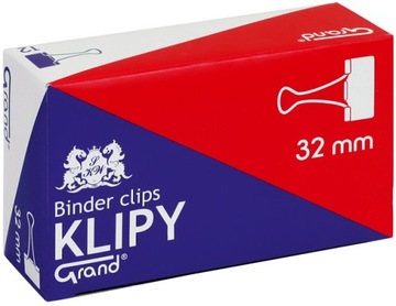 Klip biurowy Grand 32mm 12szt czarny