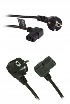 Kabel kątowy 90° trapezowy C13 IEC 250V 16A wtyk sieciowy schuko - 1,8m