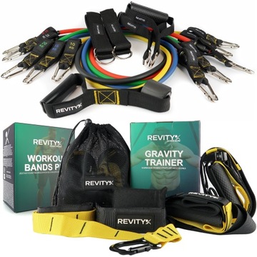 GUMY DO ĆWICZEŃ WORKOUT BANDS PRO + TAŚMY GRAVITY TRAINER ZESTAW KOMPLETNY