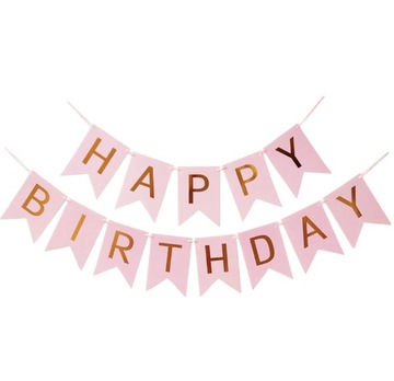 Girlanda Baner Happy Birthday Urodziny Różowy