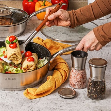 Komplet RĘCZNE MŁYNKI do pieprzu i soli SZKLANE MŁYNKI Konighoffer 170 ml