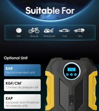 АВТОМОБИЛЬНЫЙ КОМПРЕССОР Насос-компрессор 12 В со светодиодным ЖК-дисплеем