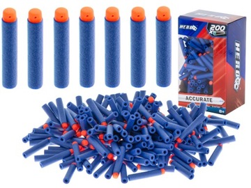 STRZAŁKI KOMPATYBILNE Z WYRZUTNIĄ NERF 7,2CM BOX 200SZT.