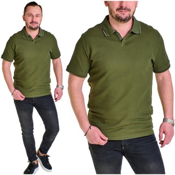 Koszulka POLO polówka T-SHIRT krótki rękaw na lato bawełna khaki 803 L