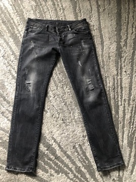 DSQUARED2 włoskie jeansy spodnie SKATER JEAN BLACK NEW ITALY IT52