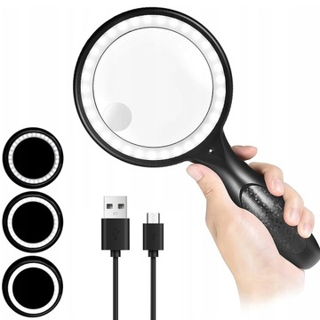 LUPA SZKŁO POWIĘKSZAJĄCE Z PODŚWIETLENIEM 33LED 30x/60x SZKŁO POWIĘKSZAJĄCE