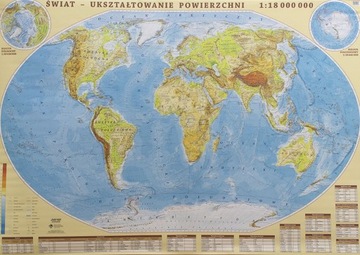Mapa ścienna Świat fizyczna w arkuszu laminowanym