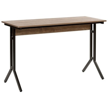 Biurko 120 X 48 Cm Beżowoszary Drewno Z Czarnym Cr