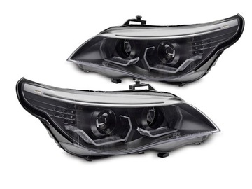 LAMPY REFLEKTORY LED BLACK do BMW E60 E61 03-07