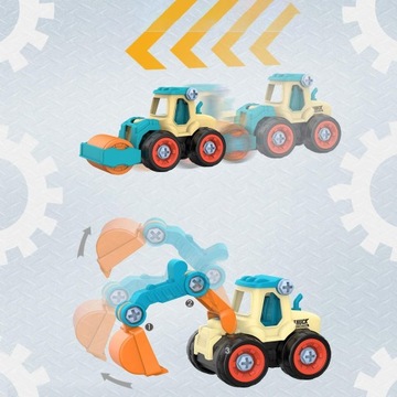 СТРОИТЕЛЬНАЯ ТЕХНИКА ГРУЗОВИК ИГРУШКА ДЛЯ ЗАКРУЧИВАНИЯ ЭКСКАВАТОРНЫЙ ВИНТ 4 ШТ.