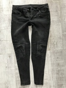 ESMARA grafitowe spodnie jeans rurki BIKER 44