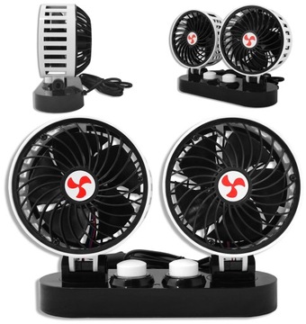 АВТОМОБИЛЬНЫЙ ВЕНТИЛЯТОР 360° ВЕНТИЛЯТОР С ДВОЙНОЙ РЕГУЛИРОВКОЙ БЕСШУМНЫЙ КОКПИТ 12В 24В