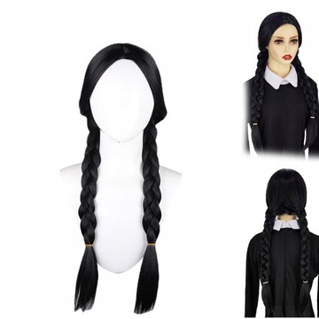 Парик Wednesday Addams Идеально подходит для дней рождения и карнавала 56см
