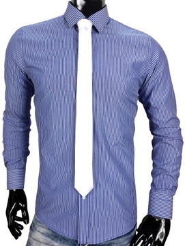 Koszula męska w paski + krawat EN380 r. M/L