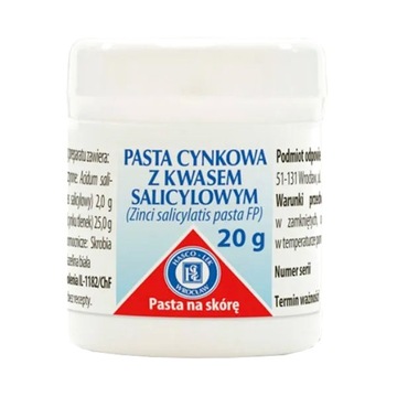 Pasta cynkowa skóra trądzikowa ropnie 20 g