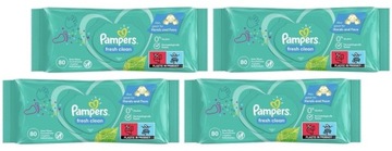 ВЛАЖНЫЕ САЛФЕТКИ PAMPERS FRESH CLEAN 4 x 80 ШТ.