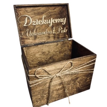 DUŻA DREWNIANA SKRZYNIA NA KOPERTY RUSTYKALNA ŚLUB