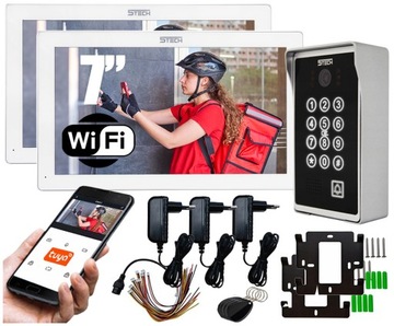 WIDEODOMOFON WIFI 5TECH 2 MONITORY NOC PODCZERWIEŃ