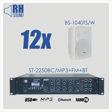 Wzmacniacz Rh Sound ST-2250BC + 12x BS-1040TS/W