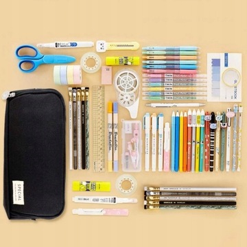 XXL тройной школьный пенал, черная косметичка