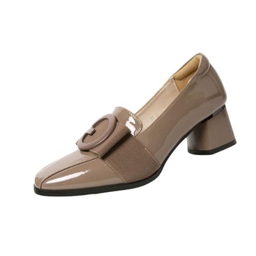 Buty na niskim grubym obcasie Fashion Square Toe
