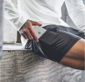 Шорты 2в1 с гетрами 05 Шорты для фитнеса Тренажерный зал Велосипед CrossFit СЕРЫЙ M