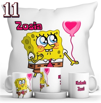 КРУЖКА ГУБКА БОБ + ПОДУШКА + НАБОР ИМЕНИ